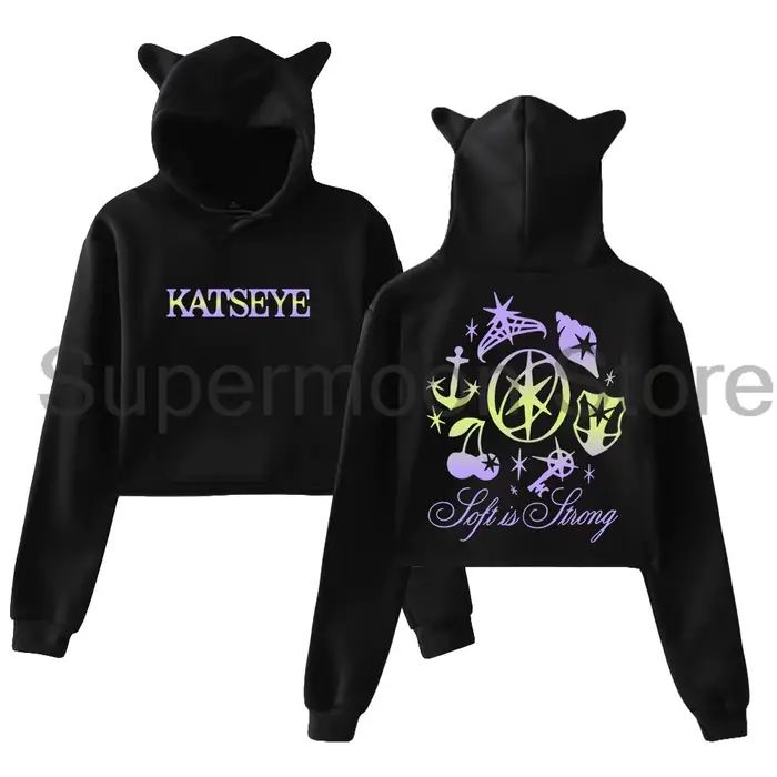 Kpop Katseye doux est fort sweat à capuche 2025 beau Chaos Tour oreilles de chat sweat à capuche à m