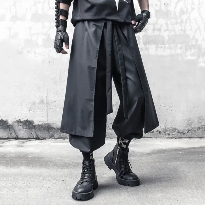 ARENS été fonctionnel cheville pantalon hommes Style foncé faux deux pièces Patchwork conception taille élastique