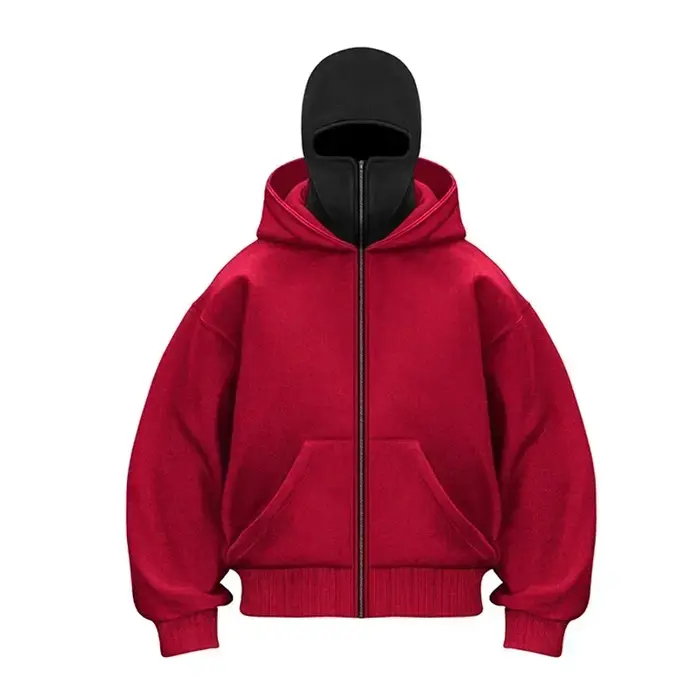 Cagoule à capuche zippée pour homme et femme, sweat-shirt chaud et décontracté Y2K avec masque facia