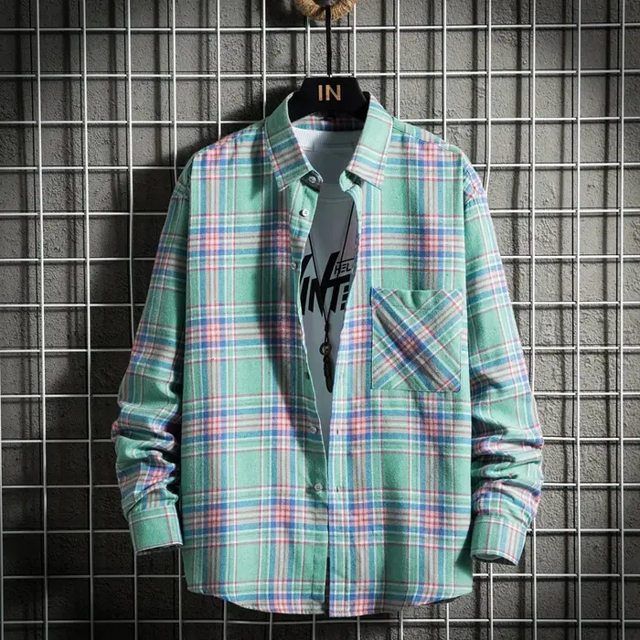 Chemise en coton à manches longues pour homme