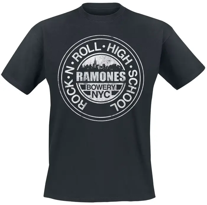 T-shirt Ramones Rock N Roll High School, coton noir, t-shirt punk vintage imprimé NYC Bowery