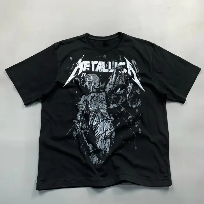 Metallica ...And Justice for All Album Graphic Unisex Cotton Shirt 2026 Summer New Men's Y2k Retro R