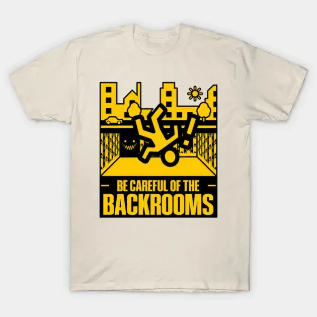 T-shirt Noclip Out of Reality Backrooms « No Exit » – Tee-shirt graphique Meme d'horreur en coton à manches courtes – Hauts décontractés pour les fans