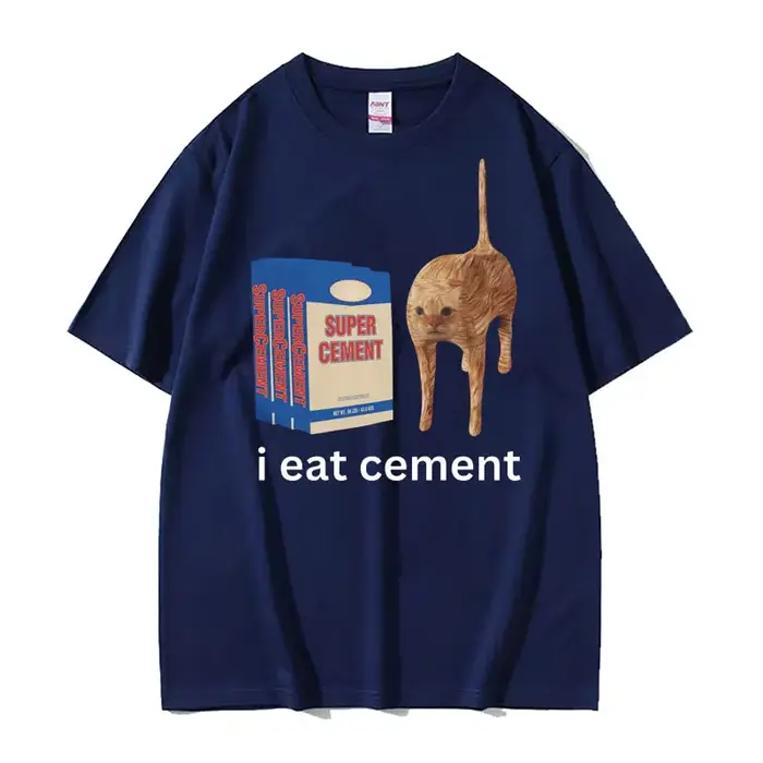 T-shirt homme femme 100% coton, humoristique et décontracté, imprimé marrant, Industries castique, mème de chat aléatoire