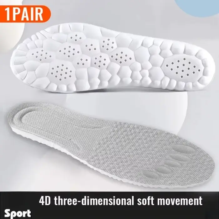 Semelles de sport - Semelles respirantes antibactériennes à absorption des chocs élastiques 4D - Sem