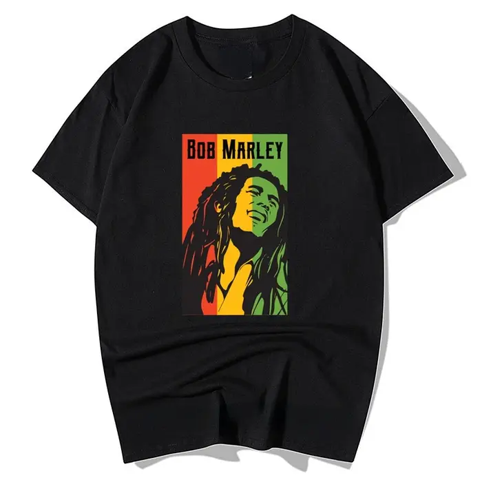 T-shirt Bob Marley Rock Hip Hop, vêtements de mode rétro, t-shirts graphiques, streetwear décontract