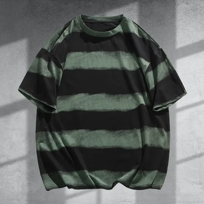 T-shirt oversize style hip-hop pour homme, nouveau coloris dégradé, décontracté, col rond, manches c