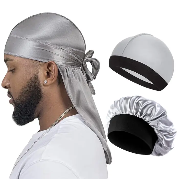 Durag-Turban en Satin Soyeux à Longue Queue pour Homme