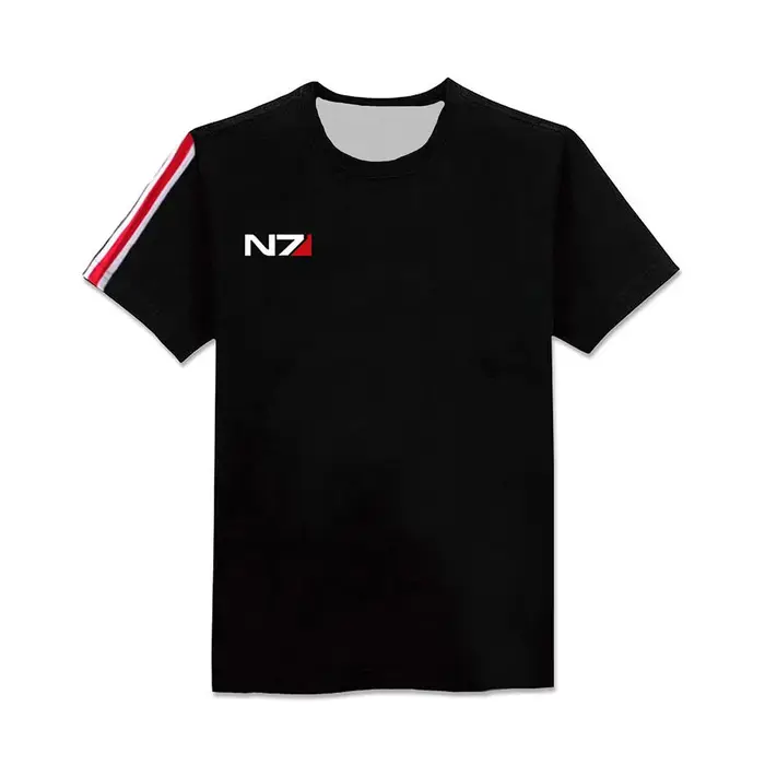 T-shirt pour homme Mass Effect N7 Armor, noir, costume de cosplay pour homme et femme, manches court