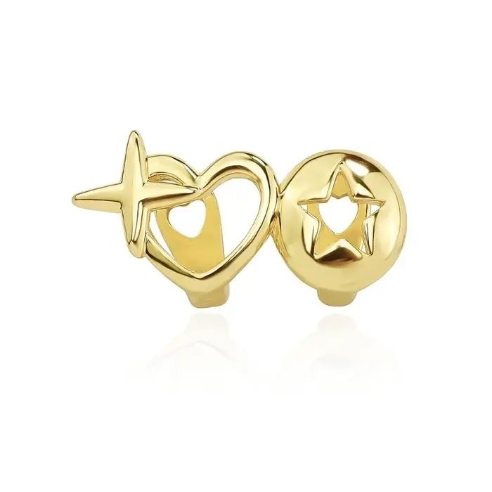 Nouveau coeur creux Hip Hop dent Grillz cuivre coeur forme dents bouchons haute polonais Grills dent