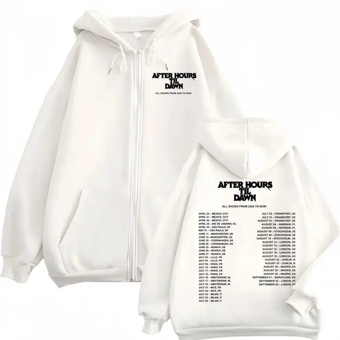 The Weeknd After Hours Til Dawn Tour 2026 – Sweat à capuche imprimé avec fermeture éclair pour homme et femme