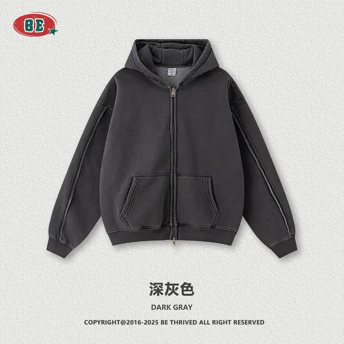 2025 automne hiver mode sweat à capuche polaire pour hommes fermeture éclair coton coupe tridimensio