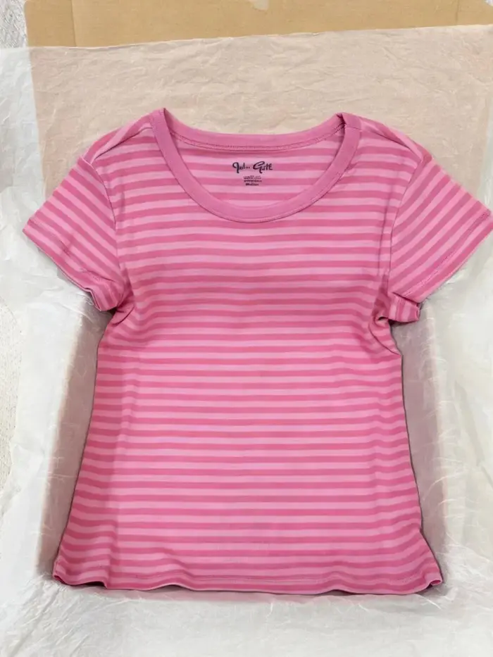 T-shirt col rond rouge rose doux pour femme, été, simple, polyvalent, coupe ajustée, manches courtes