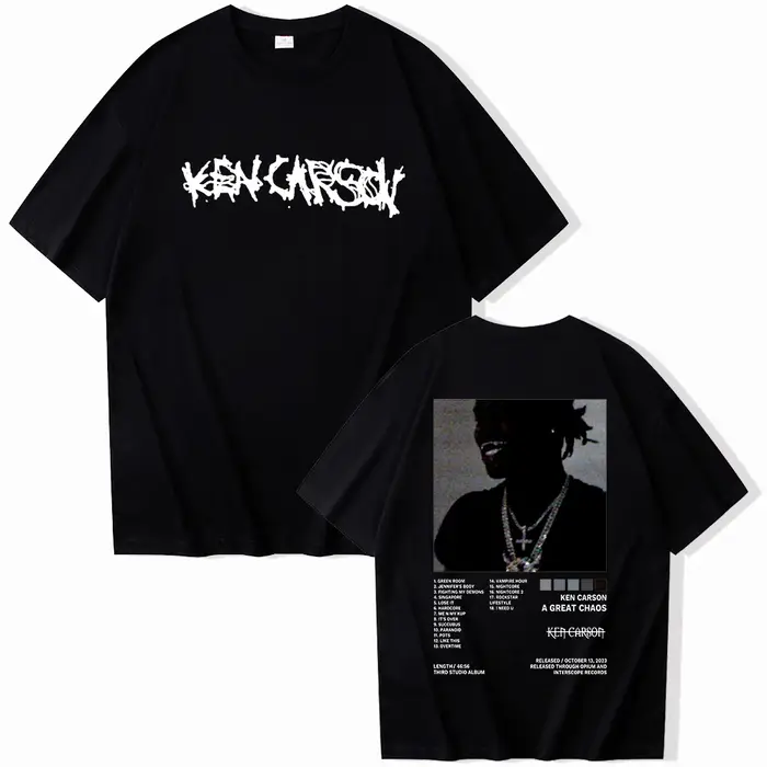 T-shirt Ken Carson A Great Chaos, unisexe, Harajuku, col rond, manches courtes, chemise commémorativ