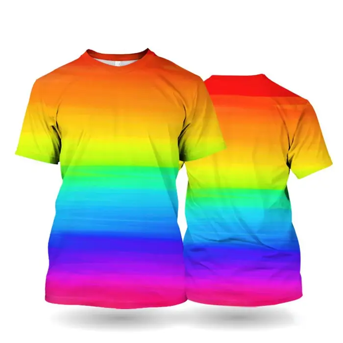 T-Shirt arc-en-ciel unisexe à manches courtes