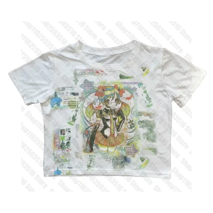 T-shirt vintage pour femme, haut court, Anime Girl, Emo Gothic, Japanese Y2K, Kpop Goth Clothes, 90s