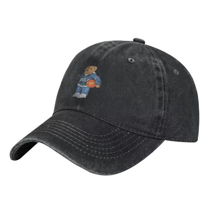 Casquette de baseball en jean personnalisée Polo Basket en coton lavé réglable