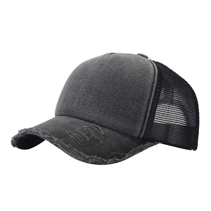 Logo personnalisé nouveau rétro vieux 5 panneaux lavé couleur unie panneau lumineux casquette de Bas