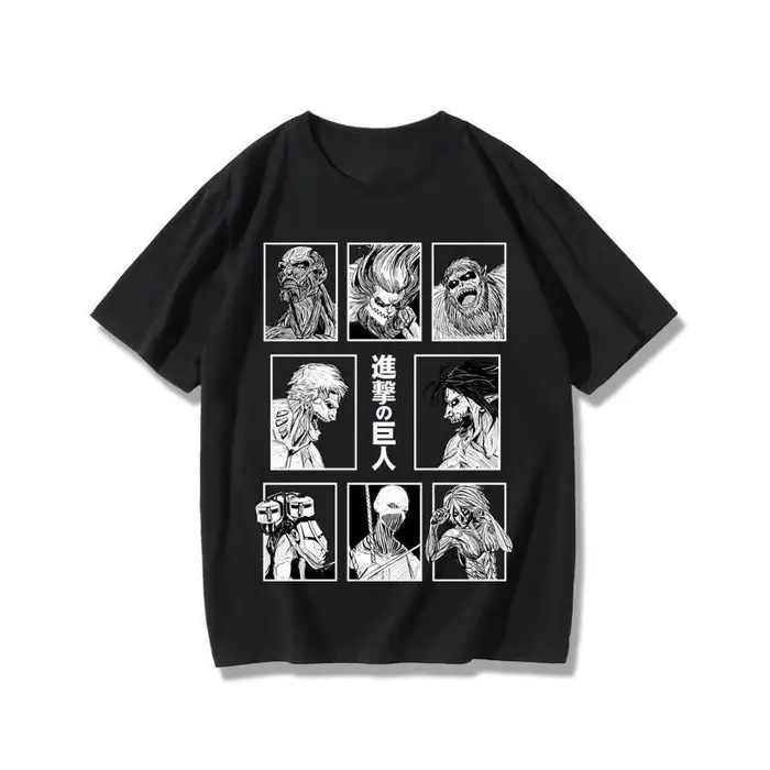 T-shirt à manches courtes pour hommes, attaque sur Titan, Eren Mikasa Corporal Levi, co-marqué, péri