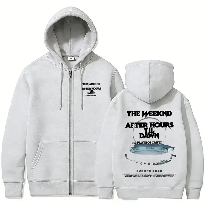 Sweat à capuche zippé pour homme The Weeknd After Hours Til Dawn avec Playboi Carti Tour 2026