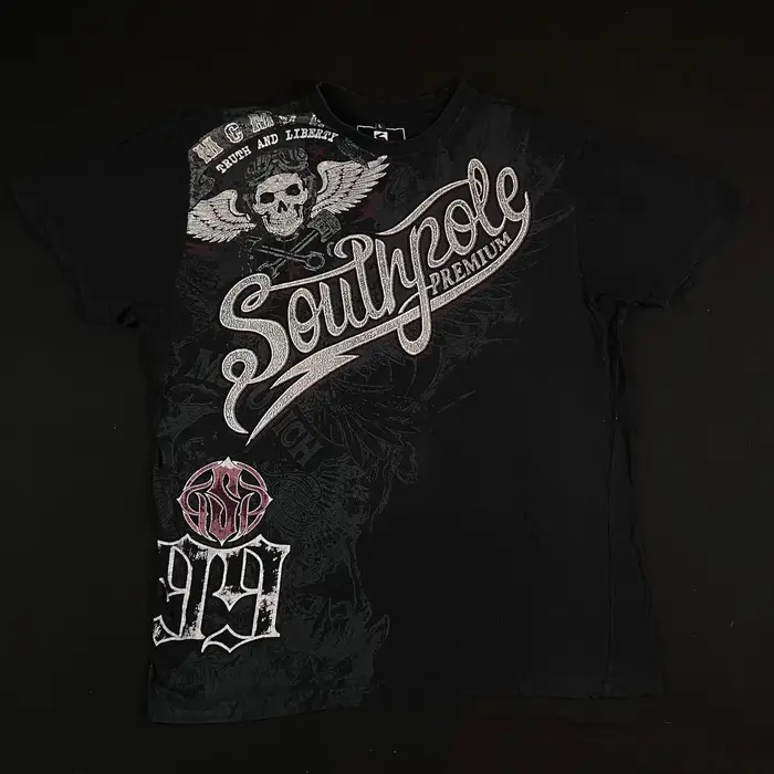 Street Style Southpole Hommes Gothique Foncé Thème Vintage Grunge Mode Manches Courtes Surdimensionn