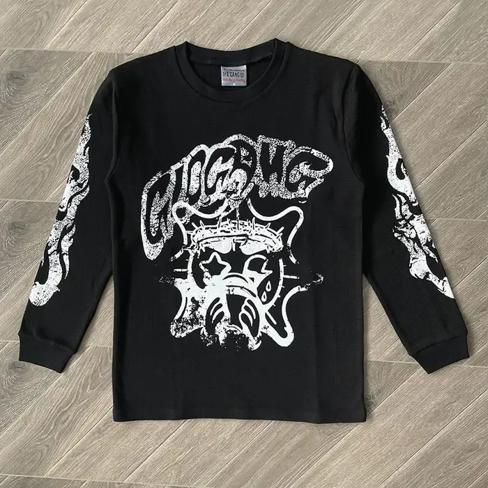 Glo Gang Eroded Glo T-shirt thermique dessin animé T-shirt en coton à manches longues mode européenn