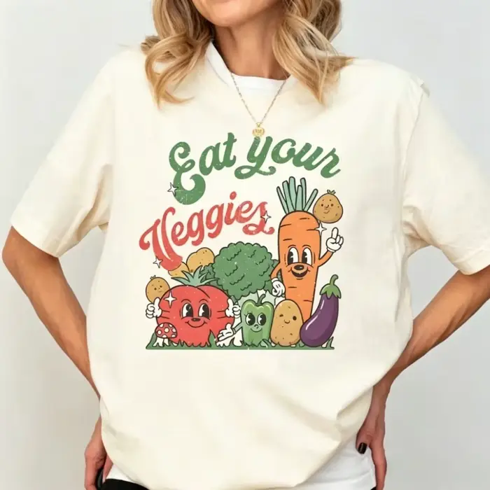 T-shirt rétro « Mangez vos légumes »