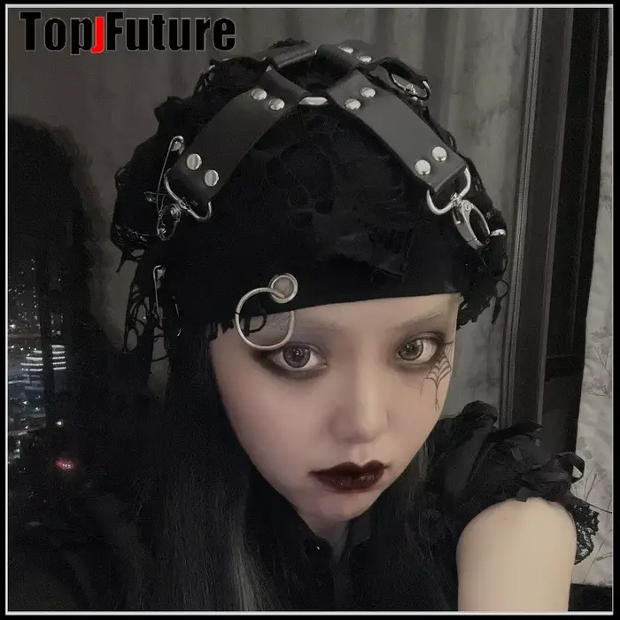 Chapeau de mendiant gothique Harajuku pour femmes, casquettes pour filles, chapeau décoratif en lambeaux, chapeau de cosplay Lolita, streetwear punk