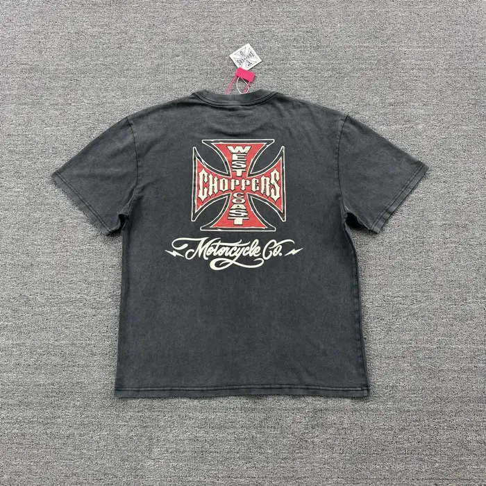 T-shirt homme style américain, coupe ample et oversize, col rond, imprimé graphique vintage, 100% co