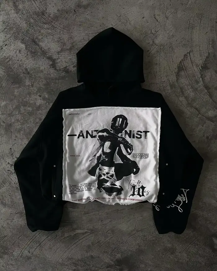 Tenthseries-Sweat à capuche zippé Y2K pour hommes, vêtements hip hop Harajuku, broderie de lettres, 
