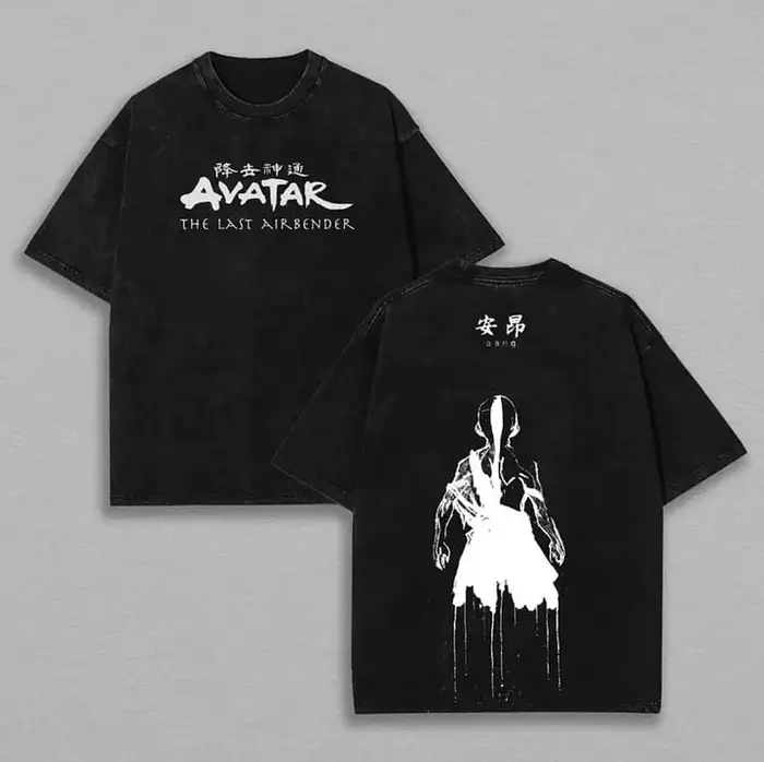 Avatar Aang Manga T-shirt Hommes Femmes Vêtements Manga Vintage Surdimensionné Lavé T-shirt Haute Qu