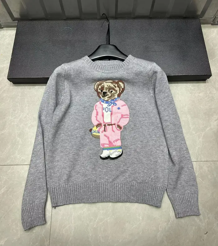 Dessin animé ours rose pull pull 2025 automne/hiver nouvelle mode décontracté à manches longues brod