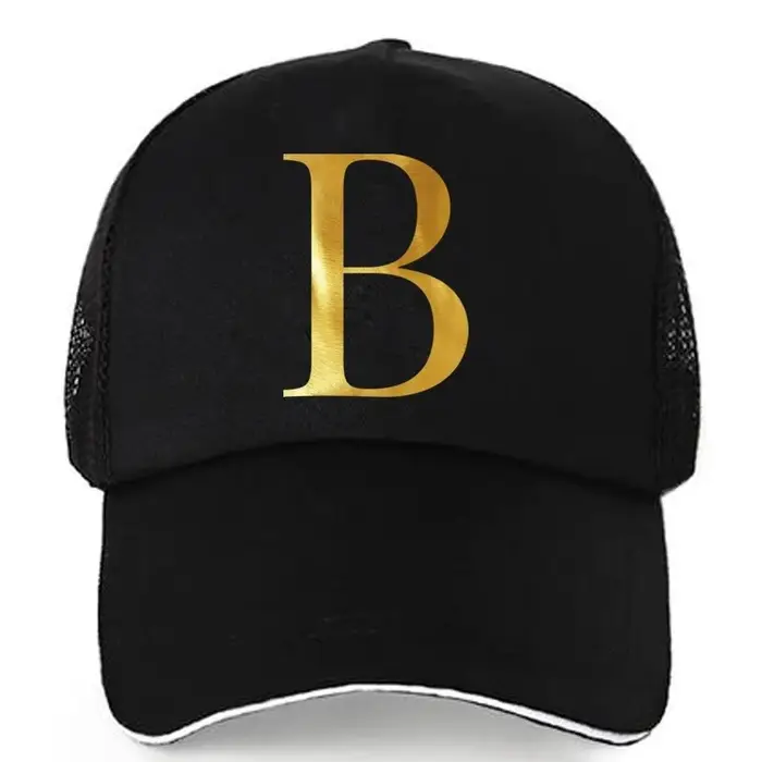 Casquette de baseball Hip-Hop AmaBe 1 pièce avec impression de lettres dorées, fermeture à crochet e