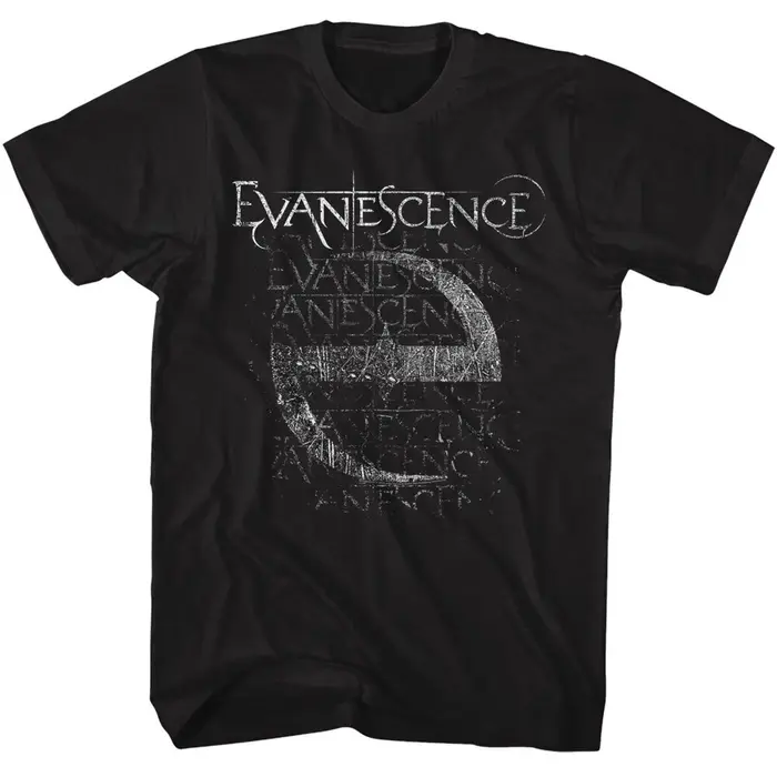 Evanescence Vintage E Logo & Name Repeat T-shirt pour hommes Rock Band Merch