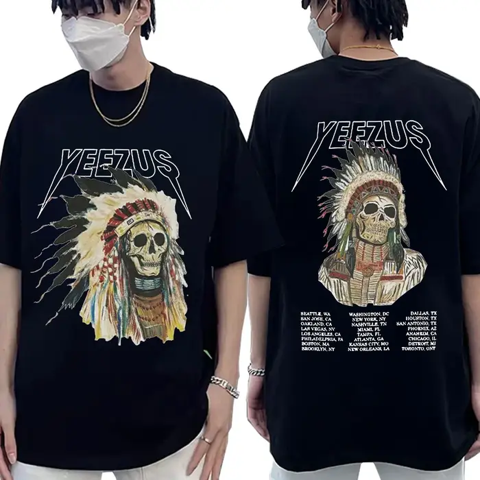T-shirt double face Kanye West Yeezus God Wants You pour homme, streetwear, hip-hop, vintage, cool, 