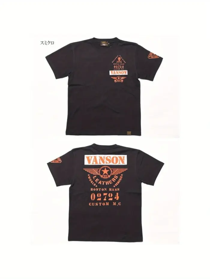 VANSON VANSON T-shirt Flight Star & modèle Logo imprimé T-shirt à manches courtes pour hommes et fem