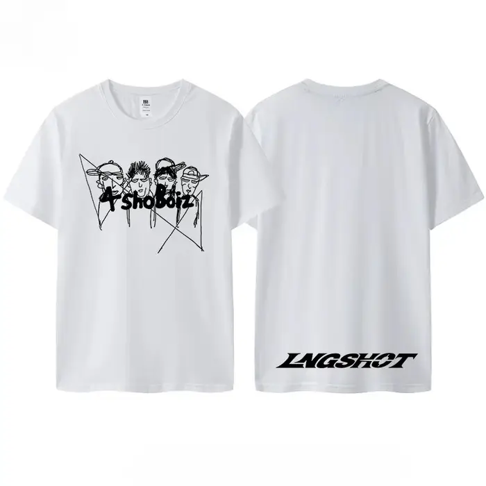 T-shirt graphique KPOP LNGSHOT Louis, haute qualité, manches courtes, col rond, confortable, streetw