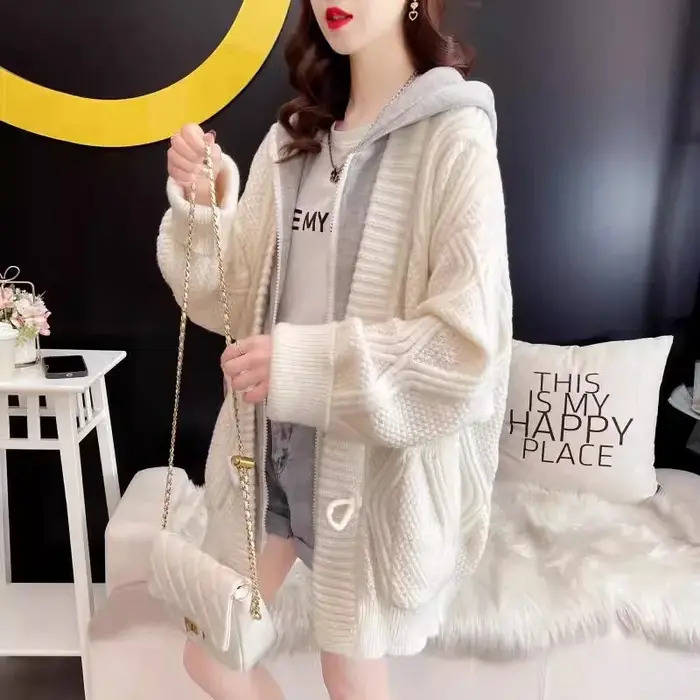 Sweat-shirt faux deux pièces à capuche pour femme