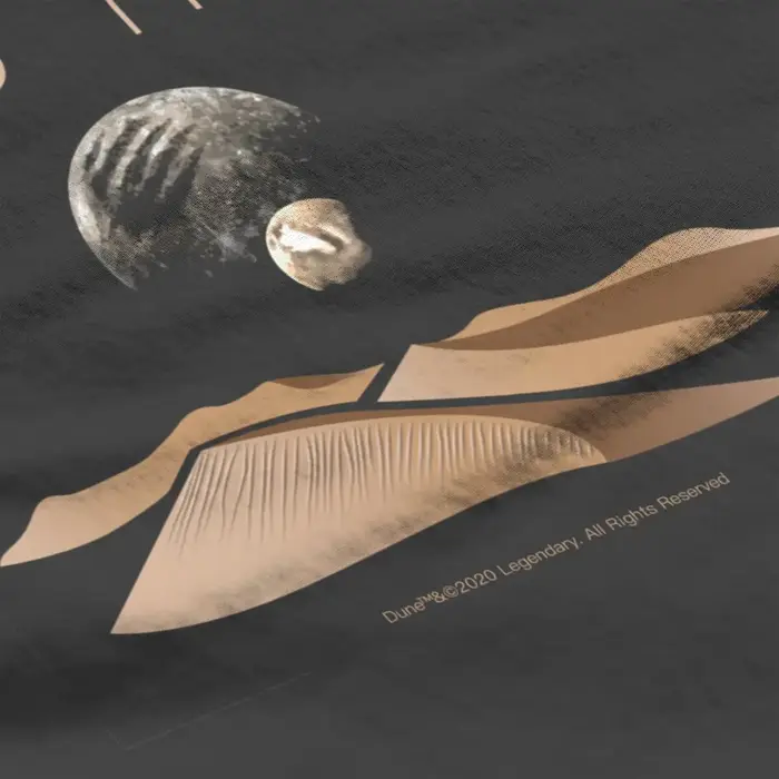 T-shirt unisexe imprimé paysage vertueux avec lunes d'Arrakis pour hommes