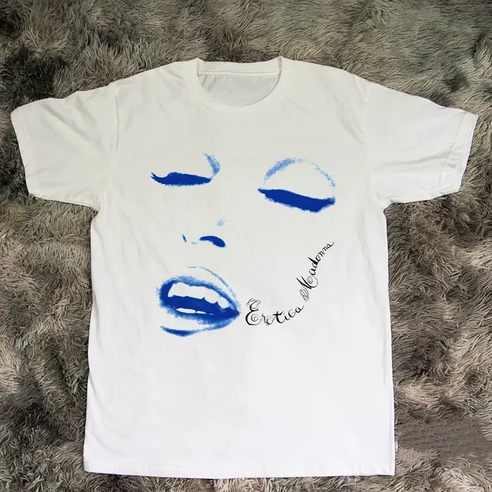 T-shirt vintage imprimé grand visage Madonna, manches courtes en coton pour hommes et femmes, nouvel