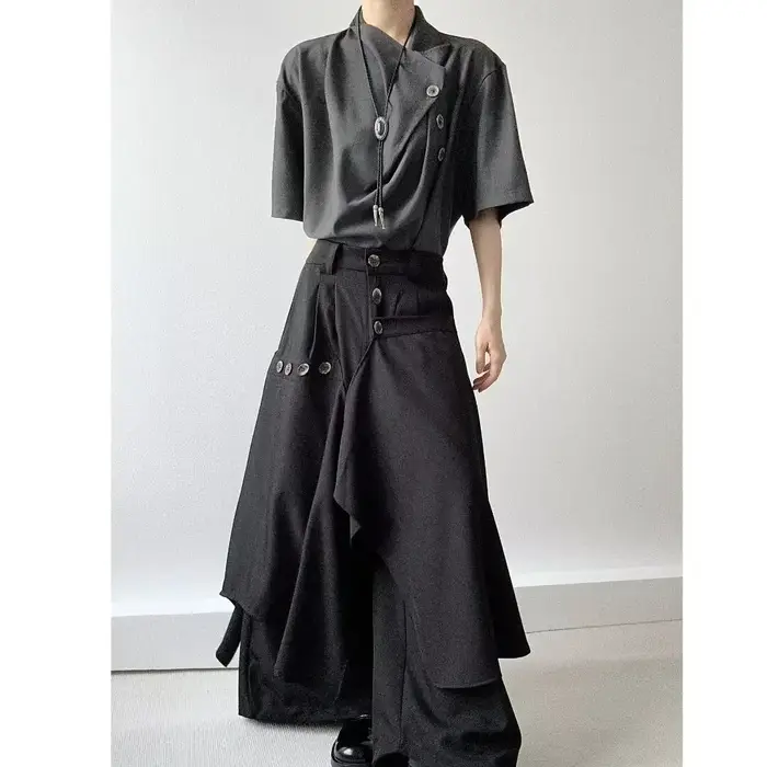 Pantalon Baggy Hakama à jambes larges pour hommes et femmes, Style japonais, Hip Hop, Streetwear, vê