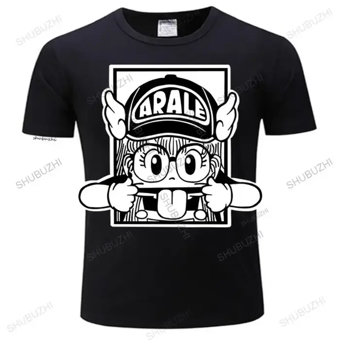 En ligne Arale dessin animé t-shirt personnalisé coton à manches courtes mâle petite taille noir t-shirts chemise