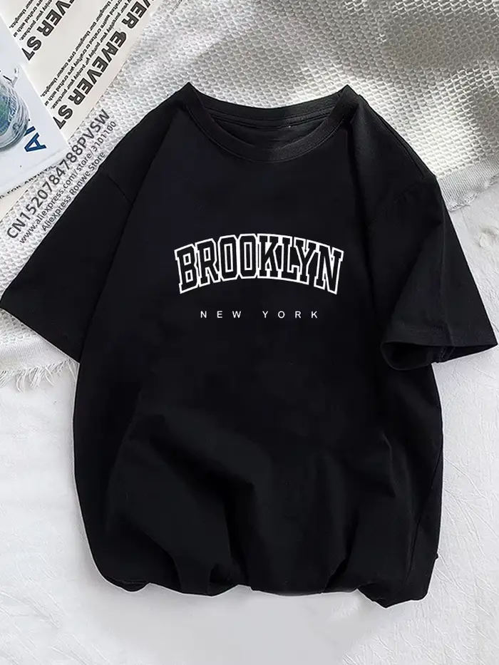 Femmes Brooklyn lettre impression t-shirt fille graphique Harajuku 2023 streetwear vêtements casual femme Y2K hauts