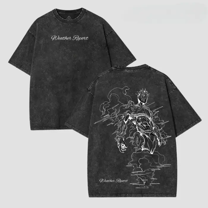 Rapport météo JoJo's Bizarre Adventure vêtements hommes Manga T-shirts Vintage lavé t-shirt décontra