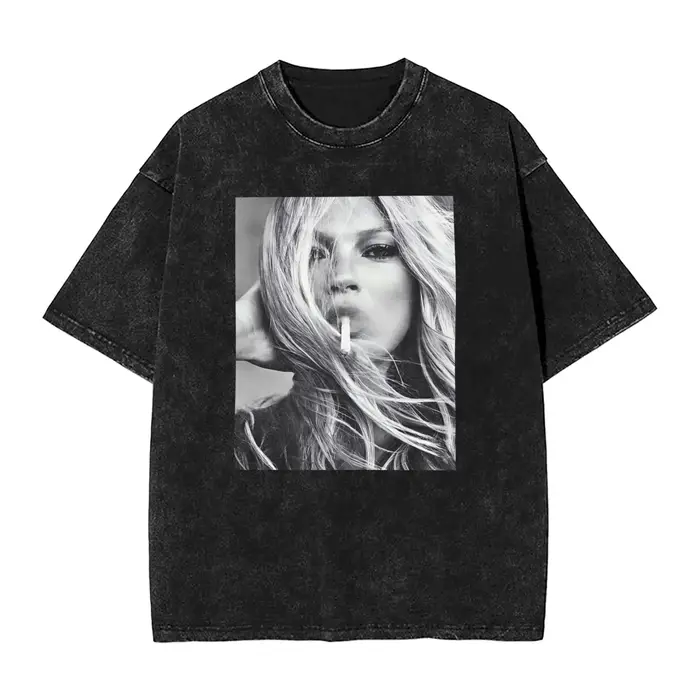 Nouveau T-shirt d'été 2026 tendance Kate Moss pour homme en coton, frais et de haute qualité, col ro