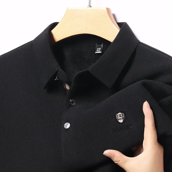 Polo imprimé de haute qualité pour homme, confortable, à manches longues, col à revers, nouvelle collection automne, couleur unie, T-shirt tendance, vêtements d'affaires pour homme