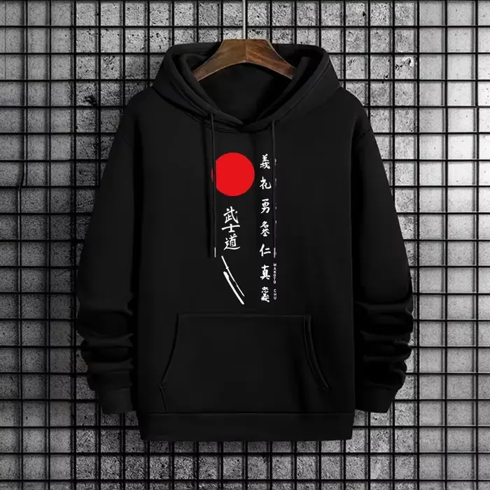 Sweat à capuche imprimé Bushido japonais pour hommes, Streetwear, mode Hip Hop, tendance, décontract