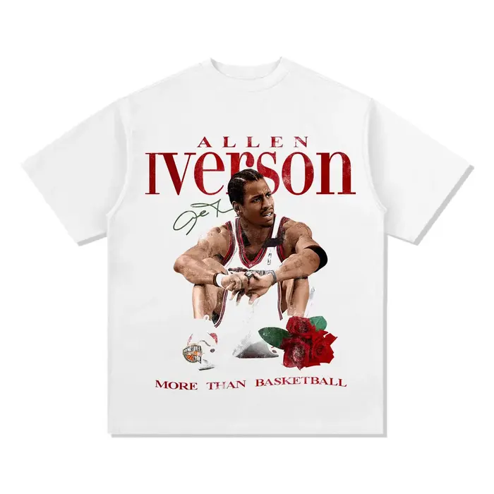 T-shirt en coton imprimé Allen Iverson à manches courtes pour homme, style décontracté vintage, idéa