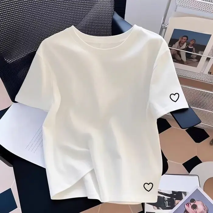 T-shirt ample en coton de qualité pour femme, manches courtes, mode décontractée, nouveauté été, con