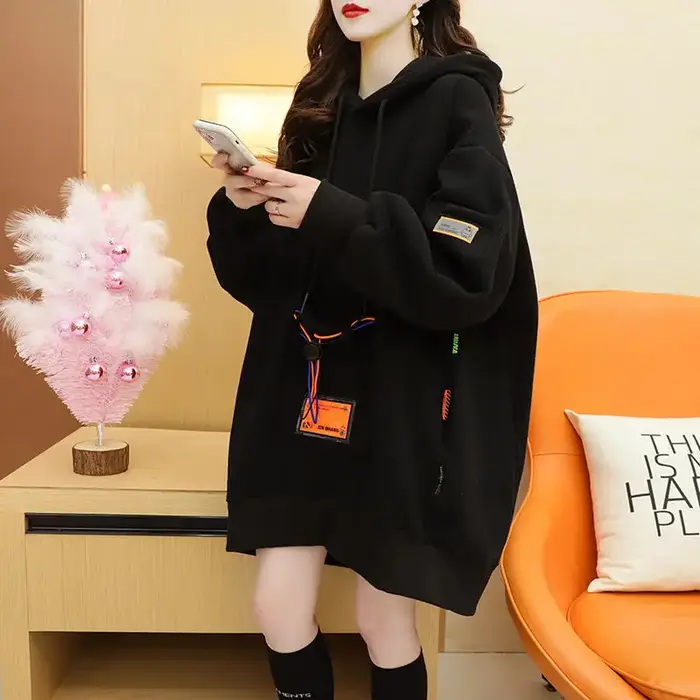 Sweat-shirt à capuche noir pour femme